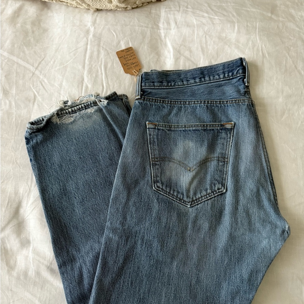 VINTAGE Y2K Levi’s 501 Jeans Red Tab Distressed Denim Jeans - Non Selvedge